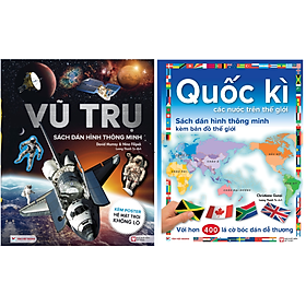Combo bộ sách DÁN HÌNH THÔNG MINH "Vũ trụ" và "Quốc kỳ các nước trên thế giới