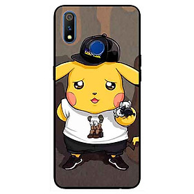 Ốp lưng in cho Realme 3 Pro Mẫu Pika Nón Đen