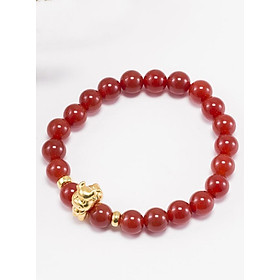Vòng Tay Đá Mã Não Đỏ Charm Tuổi Sửu Bạc Mạ Vàng 24K Ngọc Quý Gemstones