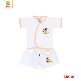 Bộ sơ sinh 100% Cotton cổ tim ngắn viền màu BABIBOO - BBC15
