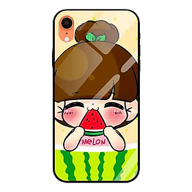 Ốp lưng kính cường lực cho iPhone Xr Nền Nàng Melon - Hàng Chính Hãng