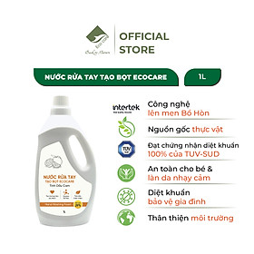 Nước rửa tay Hữu cơ diệt khuẩn dạng bọt Tinh dầu Thiên nhiên Cam/Quế/Nhài 1L thương hiệu ECOCARE ( tặng kèm vỏ tạo bọt)