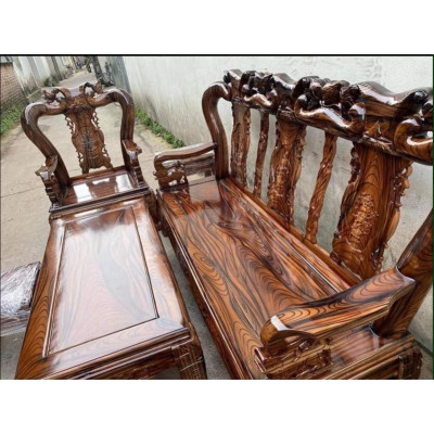 Bộ bàn ghế giả cổ trạm đào gỗ tràm