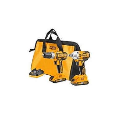 Bộ combo máy khoan 10mm & siết vít 1/4" dùng pin Lithum-ion 20V ingco CKLI2006