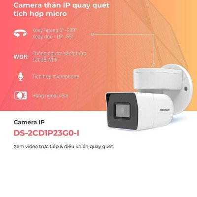 Camera IP Speed Dome Thân Xoay HIKVISION DS-2CD1P23G0-I 2MP 1080P Hỗ trợ 1 microphone ,.-Hàng chính hãng