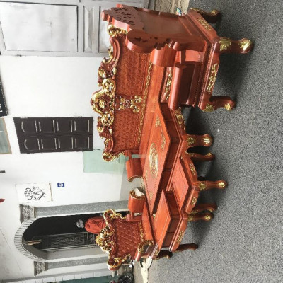 Bàn Ghế Hoàng Gia Gỗ Hương Đá Dát Vàng