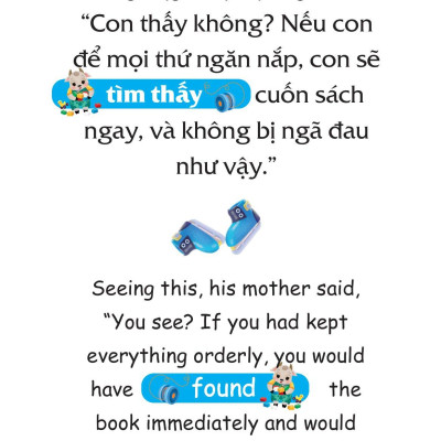 Sách Truyện Tranh Song Ngữ Việt Anh Cho Bé - Đồ Đạc Gọn Gàng Sẵn Sàng Sử Dụng