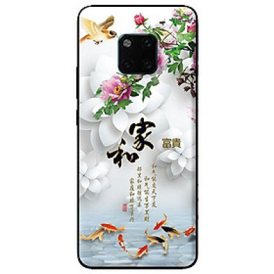 Ốp lưng in cho Huawei Mate 20 Pro mẫu Chim Cá Nền Hoa Trắng - Hàng chính hãng