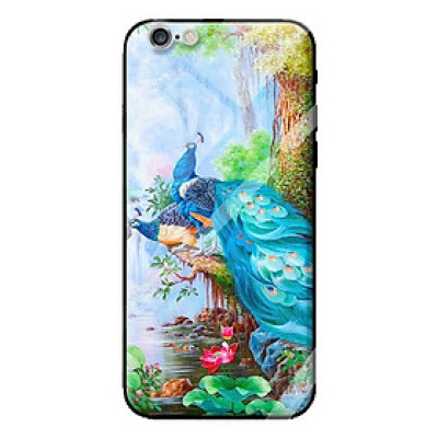 Ốp kính cường lực cho iPhone 6s mẫu chim công cặp 1 - Hàng chính hãng