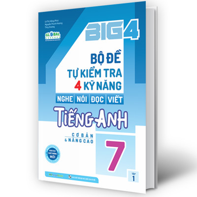 Sách - Combo Big 4 bộ đề tự kiểm tra 4 kỹ năng Nghe - Nói - Đọc - Viết tiếng Anh lớp 7 tập 1 + 2 (Global) (MG)