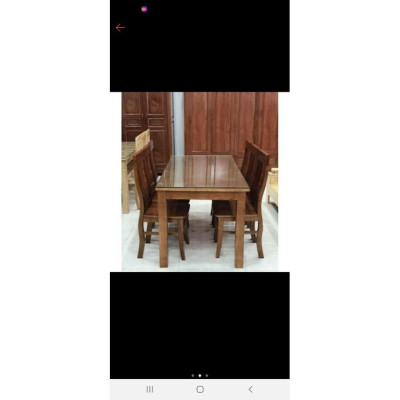Bộ Bàn Ăn Gỗ Sồi Khuôn tranh 6 Ghế Màu Cánh Gián