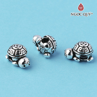 Charm bạc xỏ ngang hình con rùa - Ngọc Quý Gemstones