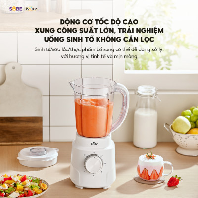 Máy Xay Sinh Tố 1,5L Bear Tích Hợp Máy Xay Tỏi Ớt 2 Cối Xay Đa Năng Xay Đồ Ăn Healthy Eat Clean SB-MX15L - Hàng Chính Hãng