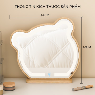 Gương trang điểm để bàn viền đèn led tai mèo decor cực xinh thương hiệu IGA - GP318