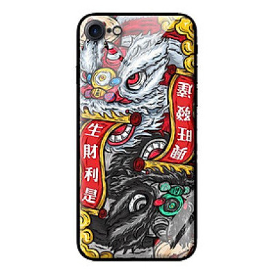 Ốp kính cường lực cho iPhone 8 Lân Trắng Đen - Hàng chính hãng