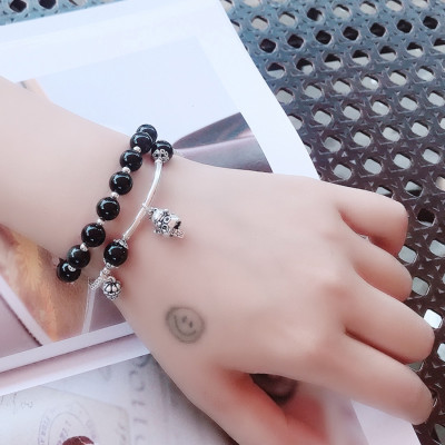 Vòng 2 line đá thạch anh tóc đen phối charm trái thông mệnh thủy, mộc - Ngọc Quý Gemstones