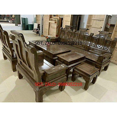 Bộ bàn ghế Âu Á Chương Cuốn Thư gỗ Sồi Nga