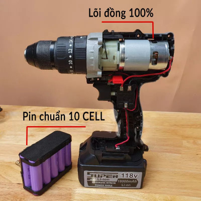 Máy khoan pin không than, lõi đồng 