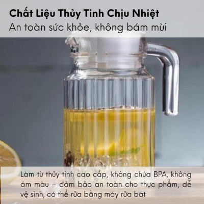 Bình đựng nước, pha trà thủy tinh Luminarc Quadro G2667/23369, dung tích 0.5L, dùng máy rửa bát | Hàng chính hãng