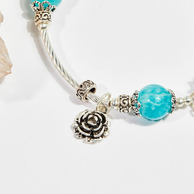 Vòng tay phong thủy nữ đá amazonite phối charm (9mm) mệnh thủy , mộc - Ngọc Quý Gemstones