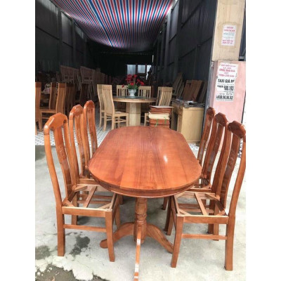 Bộ bàn ăn bầu dục 6 ghế