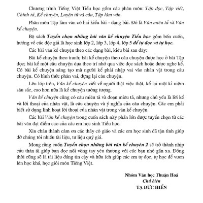 Tuyển Chọn Những Bài Văn Kể Chuyện Lớp 2 (Tái Bản)