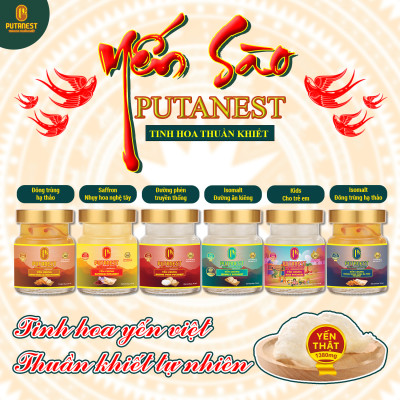 Yến chưng Đường phèn PUTANEST hộp quà tặng cao cấp 12 hũ 70ml đẹp da ngủ ngon tăng sức đề kháng