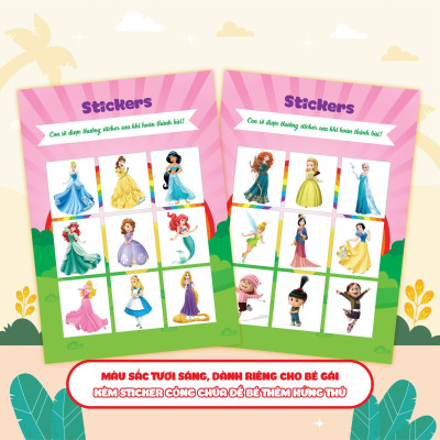 Sách - Cùng Khủng Long Học Nét Cơ Bản Quyển 1 - Các Nét Đầu Tiên - Sticker Bé Gái - Megabook