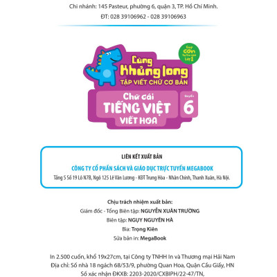 Cùng Khủng Long Tập Viết Chữ Cơ Bản - Chữ Cái Tiếng Việt Viết Hoa - Quyển 6 - Sticker Bé Gái