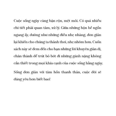 Sống Đơn Giản Cho Mình Thanh Thản
