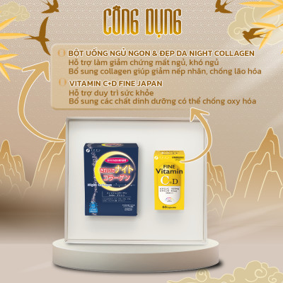 [Quà Tết Nguyên Đán 2024] TẾT ĐỦ ĐẦY Fine Japan Collagen Đẹp Da + Ngủ Sâu Giấc và Vitamin C+D
