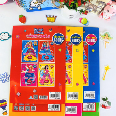 Sách - Combo 6 cuốn Dán hình và tô màu Công Chúa - ndbooks