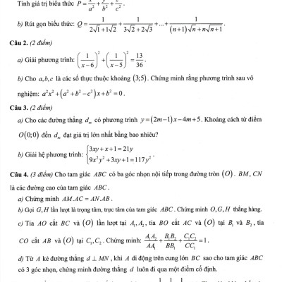 Bộ Đề Ôn Luyện Thi Vào Lớp 10 THPT Chuyên Môn Toán  _ EDU