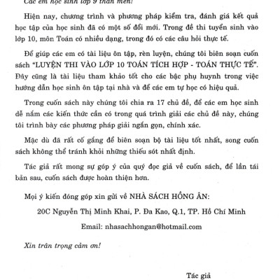Luyện Thi Vào Lớp 10 Toán Tích Hợp - Thực Tế (Dùng Chung Cho Các Bộ SGK Hiện Hành) 