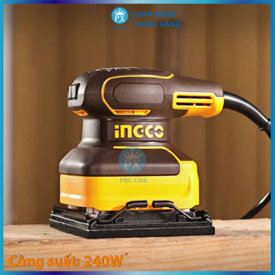 Máy chà nhám INGCO PS2416 240W, đế chà nhám vuông 110x100mm, kèm 5 miếng giấy nhám, tốc độ không tải 14000rpm