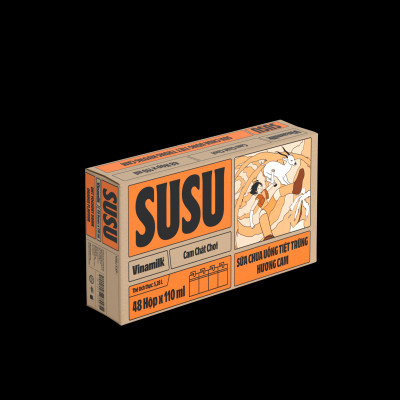 Sữa chua uống hương cam Vinamilk Susu - Thùng 48 hộp 110ml.