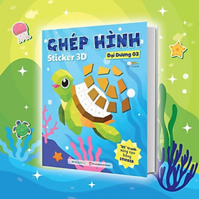 Sách Ghép Hình Sticker 3D - Đại Dương 3 - Sách Bóc Dán Ghép Hình Sáng Tạo Cho Bé - Megabook