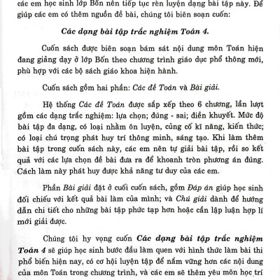Các Dạng Bài Tập Trắc Nghiệm Toán 4 (Theo Chương Trình Giáo Dục Phổ Thông Mới)