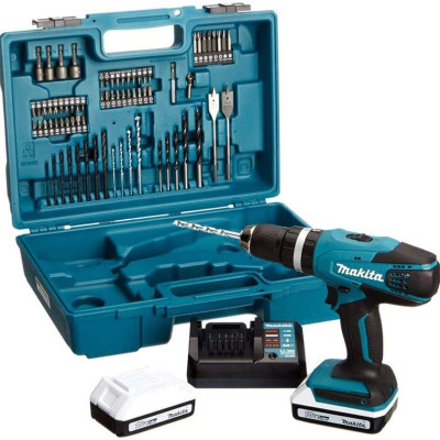 Máy khoan búa, vặn vít dùng pin(18v, 74 phụ kiện) Makita HP457DWE10