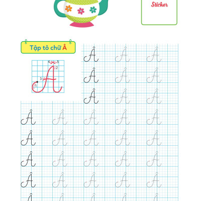 Cùng Khủng Long Tập Viết Chữ Cơ Bản - Chữ Cái Tiếng Việt Viết Hoa - Quyển 6 - Sticker Bé Gái