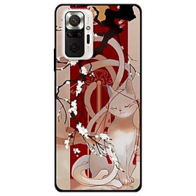 Ốp lưng dành cho Xiaomi Xiaomi Redmi Note 10 - Redmi Note 10 Pro - mẫu Mèo Cành Hoa Đàoo