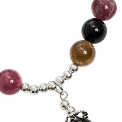 Vòng Tay Tourmaline 6mm Đa Sắc Charm Trái Tim Ngọc Quý Gemstones VT136