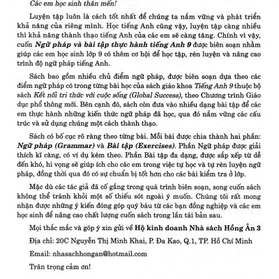 Ngữ Pháp Và Bài Tập Thực Hành Tiếng Anh 9 (Biên Soạn Theo SGK Tiếng Anh - Global Success) - HA
