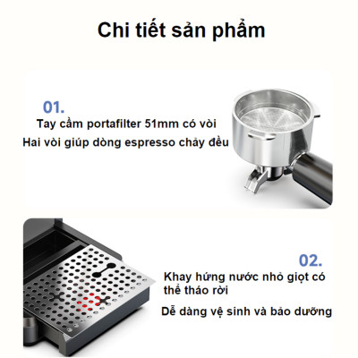 Máy pha và xay cà phê bán tự động 3 trong 1 Espresso, Cappuccino, Latte thương hiệu Mỹ cao cấp HiBREW H20 - Công suất 1500W 20bar - Hàng nhập khẩu