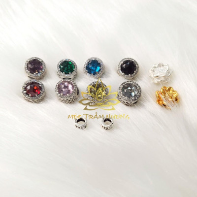 Vòng tay Chuỗi Tràng Hạt 216 4mm Trầm Sánh Chìm MIX Bạc S925 CHARM (Hồng Trà) - Trầm Hương Tự Nhiên