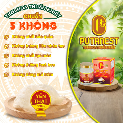Yến chưng Đường phèn PUTANEST hộp quà tặng cao cấp 12 hũ 70ml đẹp da ngủ ngon tăng sức đề kháng