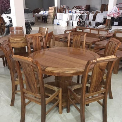 BỘ BÀN ĂN GỖ HƯƠNG XÁM 6 GHẾ , bàn ăn tròn gỗ , bộ bàn ăn