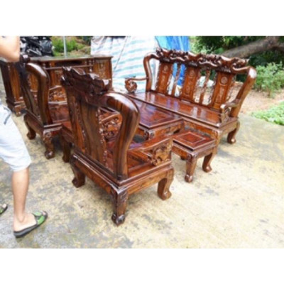 Bộ ghế quốc đào gỗ tràm tay 10
