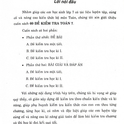 60 Đề Kiểm Tra Toán 7 (Theo Chương Trình GDPT Mới)