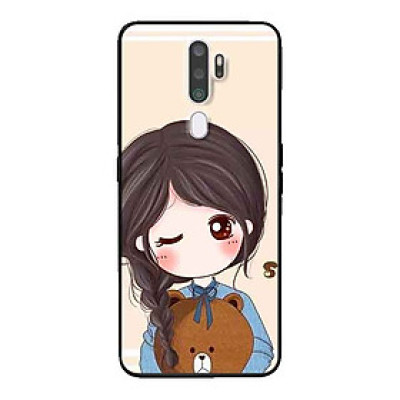 Ốp Lưng in cho Oppo A9 2020 Mẫu Nàng Ôm Gấu - Hàng Chính Hãng